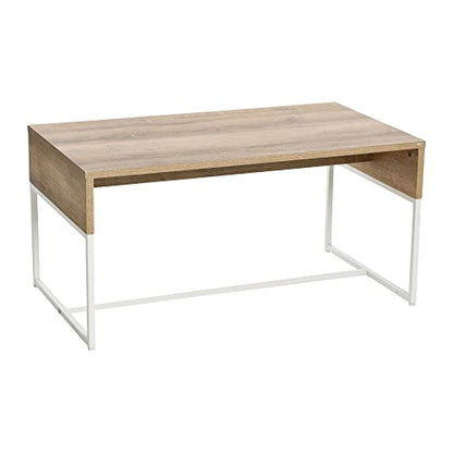 Household Essentials Coastal Oak & Iron Wrap Coffee Table - color: Coastal Oak Finish, style: Coffee Table