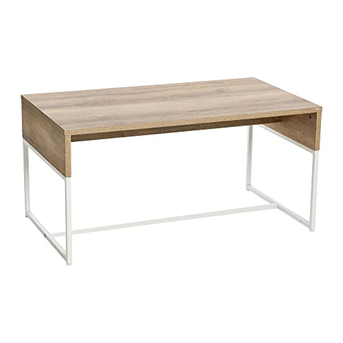 Household Essentials Coastal Oak & Iron Wrap Coffee Table - color: Coastal Oak Finish, style: Coffee Table