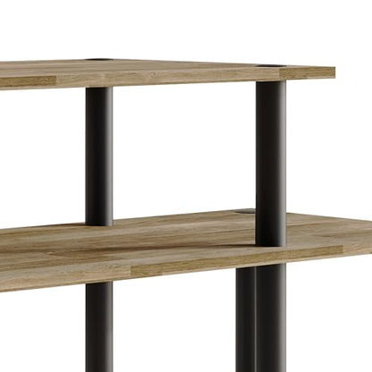 Simple 3-Tier TV Stand with Open Storage Shelves, for TVs up to 50", Natural Oak - color: Natural Oak