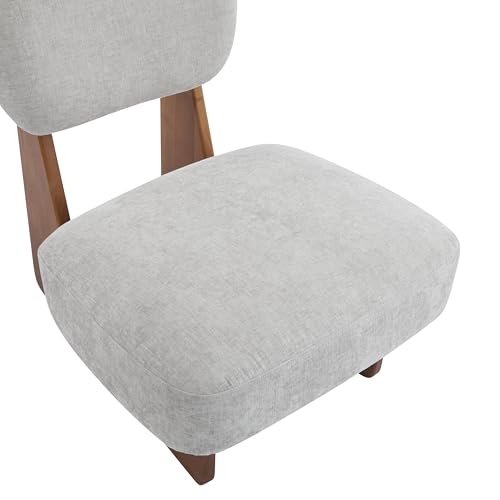 Christopher Knight Home Mores Low Profile Accent Chair Set of 2, Modern Living Room Armless Lounge Chair, Fabric Comfy Reading Chair for Bedroom, Wooden Frame and Thick Padded Seat, Walnut+Gray - color: Walnut+gray