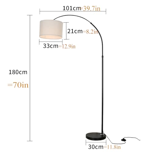 Modern Floor Lamp, E26 - Simple Black Floor Lamp with Linen Shade/Style Metal Body, with Foot Switch, Adjustable Direction, Suitable for Living Room, Bedroom, Office, Kitchen,(No Bulb)