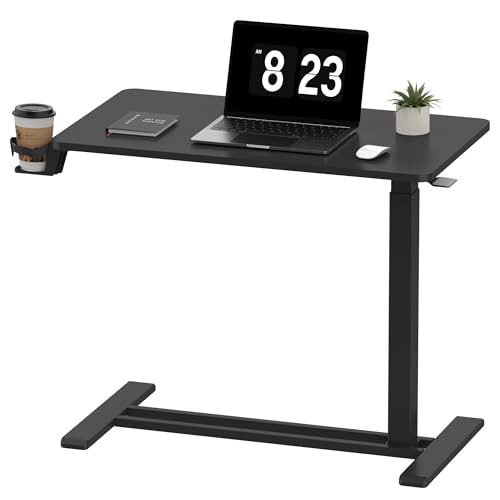 FLEXISPOT 32''Adjustable C Table Gas Spring Mobile Side End Table | Adjustable C table with Wheels, Bedside table for sofa and couch. Laptop Rolling Cart TV Tray, 31.5" W x 17.7" D,Black - color: Black, size: 32x18