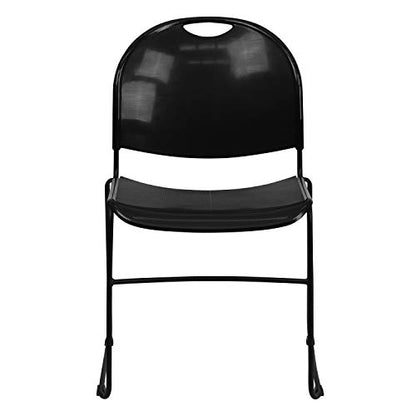 Flash Furniture Hercules Series Ultra-Compact Plastic Stacking Event/Waiting Room Chairs, Ergonomic Lobby Chairs with Contoured Seats, Set of 5, Black - color: Black Plastic/Black Frame, size: set of 5