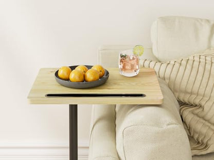 Masupu Sofa Arm Tray Table - 360° Swivel Height Adjustable End Table, Small Snack Side Table for Couch, C Shaped Table for Bed, Chair or TV Tray Table(Natural) - color: Natural