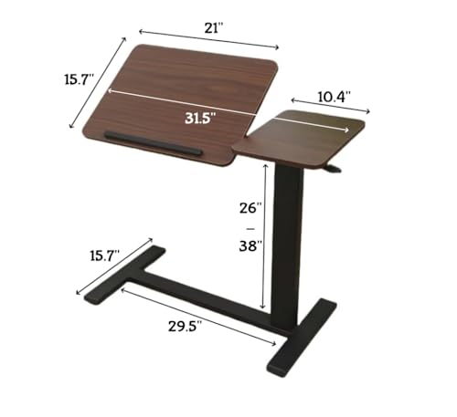 KEIKI Height Adjustable Rolling Laptop Desk, Portable Mobile Standing Workstation with Tiltable Top for Home Office & Classroom, Brown - color: Brown
