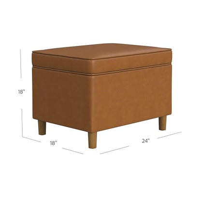 Spatial Order 24" Dinah Collection Storage Ottoman - Carmel Faux Leather - color: Carmel Faux Leather