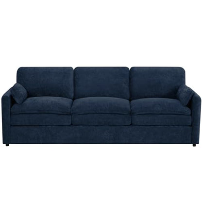 89" Chenille Modern Sofa w/Plump Backrests, Blue | 3 Seater Couch w/Soft Pillows, Comfy Upholstered Couch w/Thicker & Deeper Seats for Living Room, Bedroom - color: Blue, size: Sofa