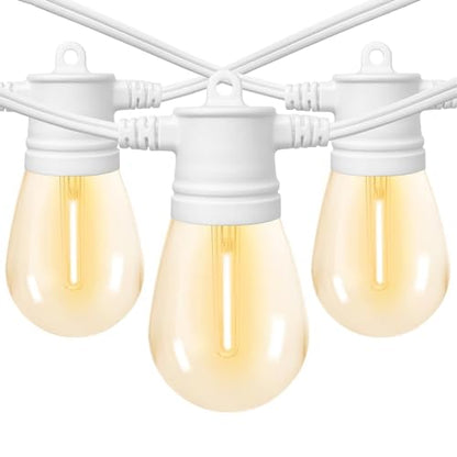 SUNTHIN White Outdoor String Lights, 96FT White Patio Lights with 32 Shatterproof LED Bulbs for Garden, Backyard, Porch, Cafe, Deck, Wedding, Party, Gathering - color: White