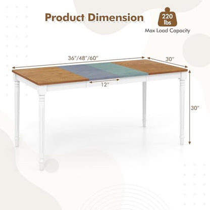 Giantex Rectangular Extendable Dining Table for 4-8 People with Rubber Wood Legs, 220 Lbs Capacity, Large Folding Kitchen Table for Dining Room, Living Room, Small Space, Dinner, Dinette