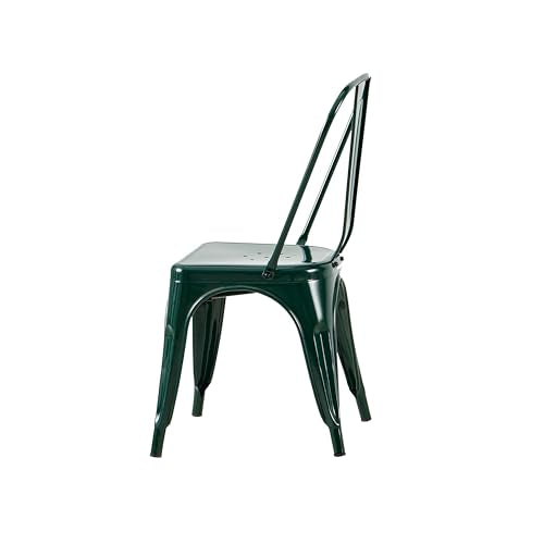 AC Pacific 18 Inch Seat Height Industrial Metal Dining Chairs, Stackable Kitchen or Bar Seat, Durable Modern Design, Versatile Accent Furniture, Set of 2, Dark Green - color: Dark Green, size: Set of 2