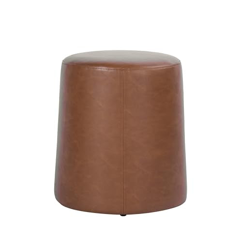 HomePop 17" Organic Shape Ottoman - Chestnut Faux Leather - color: Chestnut Faux Leather