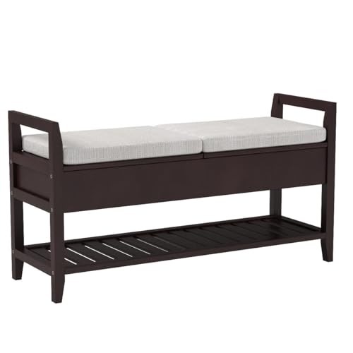 Roundhill Furniture Vannes Espresso Storage Shoe Bench