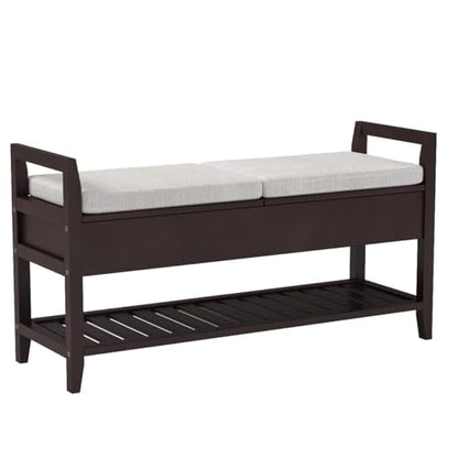 Roundhill Furniture Vannes Espresso Storage Shoe Bench