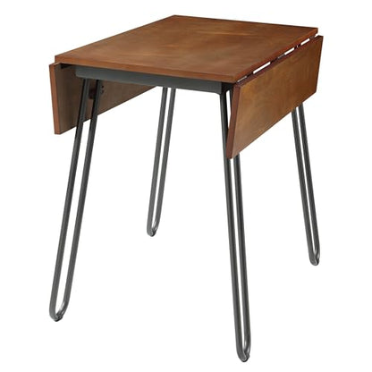 36" Mid‑Century Modern Dropleaf Wood & Metal Dining Table