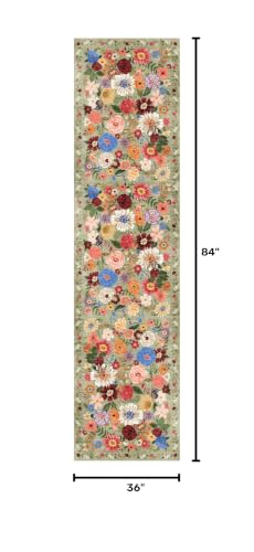 Green Floral Hallway Runner Rug 3x7 for Bedroom Kitchen | Rubber Backing; Non Slip; Soft;Machine Washable; Ideal for Bathroom, Hallway, Laundry Room - color: Green, size: 3' x 7' (Rectangular)