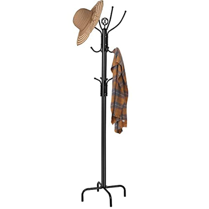 Tangkula Coat Rack Freestanding, 78 Inch Heavy Duty Metal Coat Tree, Free Standing Entryway Hat Coat Jacket Umbrella Holder, Clothes Hanger with Base Coat Rack Stand Black