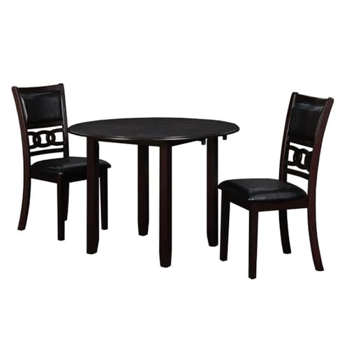 New Classic Furniture Gia 3-Piece Drop Leaf Dining Table Set with 2 Chairs, 42-Inch, Ebony - color: Ebony, size: Dining Set