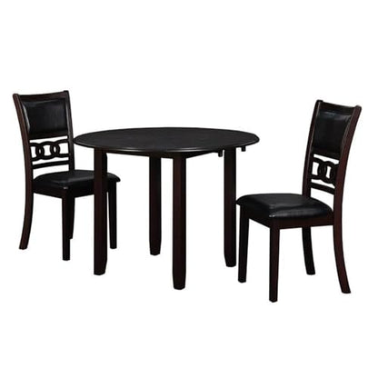 New Classic Furniture Gia 3-Piece Drop Leaf Dining Table Set with 2 Chairs, 42-Inch, Ebony - color: Ebony, size: Dining Set