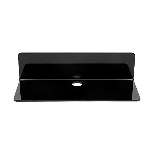 4 PCS Small Acrylic Floating Wall Shelves,9 Inch Adhesive Display Shelf for Nintendo Switch/Smart Speaker/Security Cameras/Action Figures,No Damage Expand Wall Space,Black - color: Black With Adhesive Tape