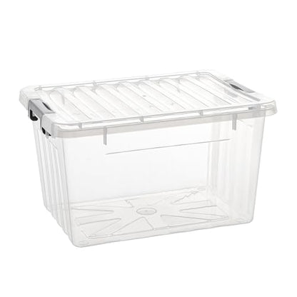 Cetomo 18Qt*6 Plastic Storage Bins, Storage Box, 6 Pack, Organizing Container with Durable Lids and Secure Latching Buckles, Stackable and Nestable, Clear with Black Buckle - size: 15L*6