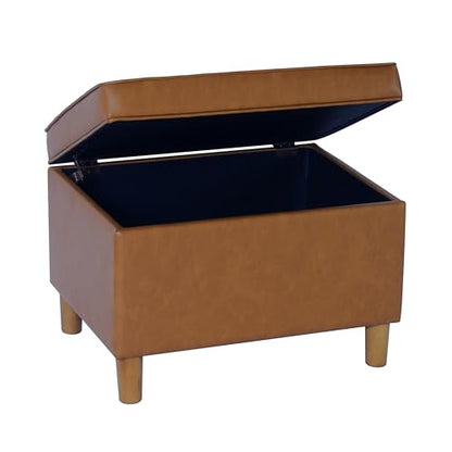 Spatial Order 24" Dinah Collection Storage Ottoman - Carmel Faux Leather - color: Carmel Faux Leather