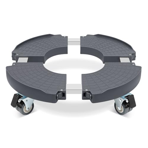 W B D WEIBIDA 2 Pack Round Dolly with Wheels Heavy Duty 440 Lbs Capacity, Rolling Plant Stand Adjustable Roller Base for Large Pots, Barrel, Drum, Cart with Casters - color: Gray