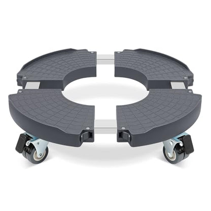 W B D WEIBIDA 2 Pack Round Dolly with Wheels Heavy Duty 440 Lbs Capacity, Rolling Plant Stand Adjustable Roller Base for Large Pots, Barrel, Drum, Cart with Casters - color: Gray