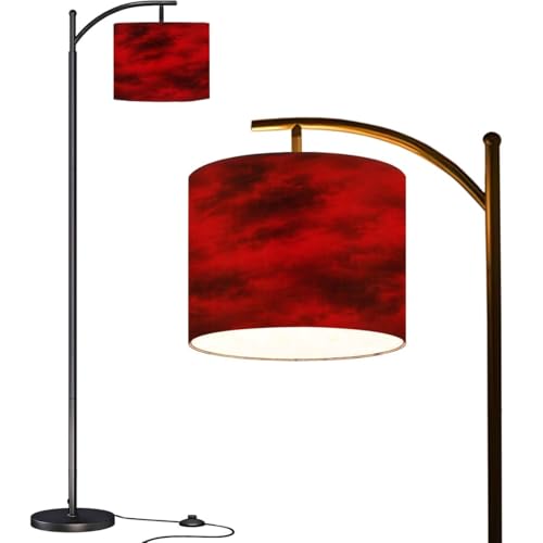 Arc Floor Lamp Black red Abstract Toned Fiery Effect Copy Space for Modern Tall Standing Lamp Dimmable with Remote Adjustable Drum Shade Footswitch for Living Room Bedroom Office - color: Multi1