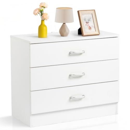 Karl home White 3 Drawer Dresser, Modern Small Chest of Drawers | Compact Dresser Chest with 4 Storage Drawers, Multipurpose Furniture for Bedroom, Nursery, Hallway, Living Room, Closet - color: White, size: 13"D x 26"W x 22"H (3 Drawers)