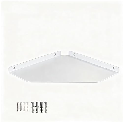 10 Inch White Floating Corner Shelf Wall Mounted, Large Triangle Storage Shelf for TV Box, Router, Speakers & Decor - color: White, size: 10 inch corner shelves