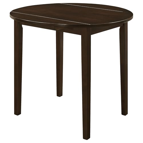 Coaster Home Furnishings 3-Piece Round Wood Dining Room Set Drop Leaf Extension Table Ladder Back Side Chairs Upholstered Seat Cushions Cappuccino and Tan 130005