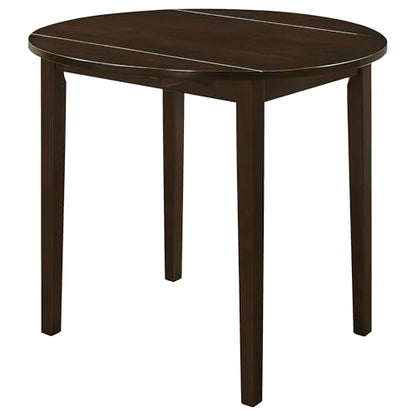 Coaster Home Furnishings 3-Piece Round Wood Dining Room Set Drop Leaf Extension Table Ladder Back Side Chairs Upholstered Seat Cushions Cappuccino and Tan 130005