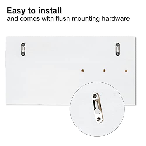 Lwenki Mail Organizer for Wall Mount – Key Holder with Shelf Includes Letter Holder and Hooks for Coats, Dog Leashes – Rustic Wood with Flush Mounting Hardware (16.5” x 8.7” x 3.5”) - color: White