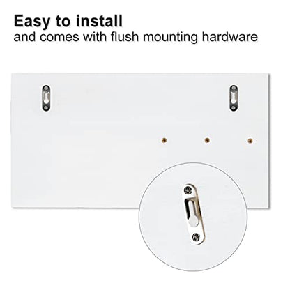 Lwenki Mail Organizer for Wall Mount – Key Holder with Shelf Includes Letter Holder and Hooks for Coats, Dog Leashes – Rustic Wood with Flush Mounting Hardware (16.5” x 8.7” x 3.5”) - color: White