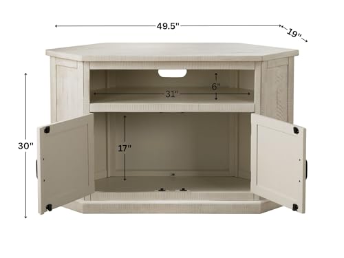 Martin Svensson Home Rustic Corner TV Stand All Antique White - color: All Antique White
