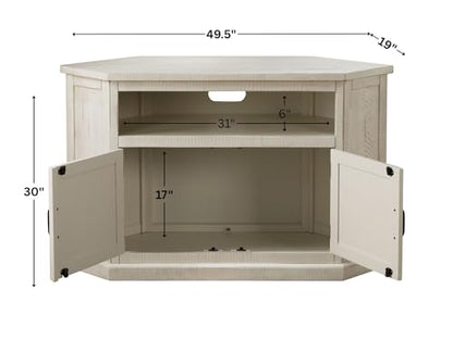 Martin Svensson Home Rustic Corner TV Stand All Antique White - color: All Antique White