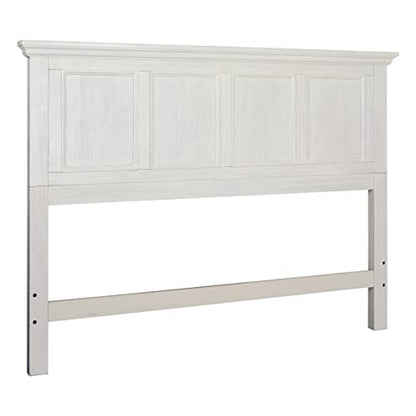 OSP Home Furnishings Farmhouse Basics Queen Headboard Only, Rustic White Finish - size: Queen