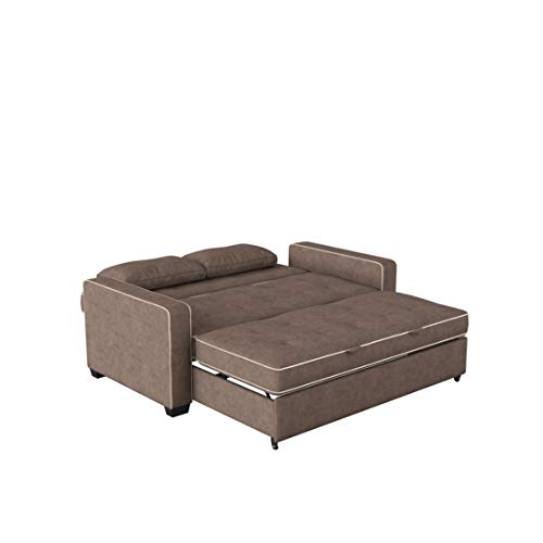 Serta Ainsley 66.5" Convertible Sleeper Loveseat, Full Size, Dreamcoil Comfort, Soft Woven Fabric, Java - color: Java, size: Full Loveseat
