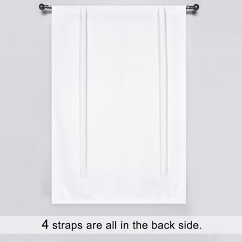Pure White Balloon Shades Room Darkening Kitchen Window Curtain - Adjustable Thermal Insulated Tie Up Curtain Panel for Bathroom (34 W x 45 inches Long,1 Panel) - color: Pure White, size: 34"W x 45"H
