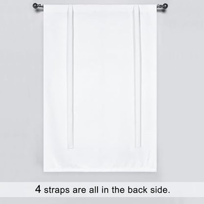 Pure White Balloon Shades Room Darkening Kitchen Window Curtain - Adjustable Thermal Insulated Tie Up Curtain Panel for Bathroom (34 W x 45 inches Long,1 Panel) - color: Pure White, size: 34"W x 45"H