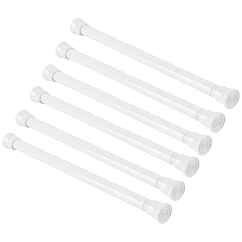 KXLife Small Spring Tension Curtain Rod 11.5 to 16.5 Inch, 6 Pack, White | Adjustable Short Tension Rod, Tension Mounted No Drill, Fit for Window, Doors, RV - color: White-6 Pcs, size: 11.5-16.5 Inch