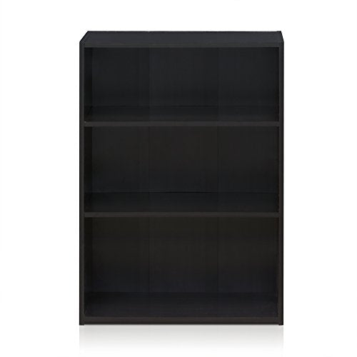 Furinno WRIGHT Book Shelf, 3-Tier Modern Bookshelf, Bookcase with Closed Back, 11.6" x 24.5" x 35.3", for Living Room, Bedroom, Home Office, Cinnamon Cherry - color: Black Espresso, size: 3-Tier