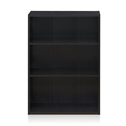 Furinno WRIGHT Book Shelf, 3-Tier Modern Bookshelf, Bookcase with Closed Back, 11.6" x 24.5" x 35.3", for Living Room, Bedroom, Home Office, Cinnamon Cherry - color: Black Espresso, size: 3-Tier