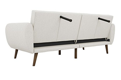 Novogratz Brittany 82 Inch Futon Sofa Bed in Faux Leather, Upholstered Couch Sleeper with Tufted Back, Mid-Century Modern Design, Light Gray - color: Light Gray