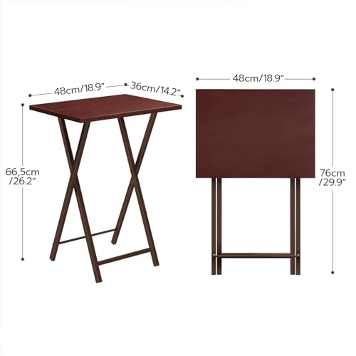 HOOBRO Folding TV Tray Tables, Set of 2 Side Table for Small Space, Industrial Snack Tables for Eating at Couch, Stable Metal Frame, Easy Assembly, Space Saving, Brown BR25BZ01 - color: Brown