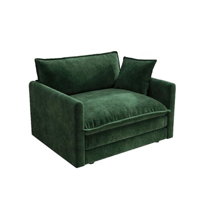 41.4 Inch 1-Seat Modular Sectional Cloud Sofa, Chenille Green | Chenille Deep Seat Sofa with Pillow for Living Room, Bedroom and Apartment - color: Green, size: 41.4 inch-Straight