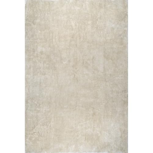 nuLOOM Loni Cream Solid Washable Area Rug, 6' x 9' - color: Cream, size: 6' x 9' (Rectangular)