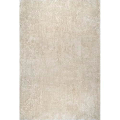 nuLOOM Loni Cream Solid Washable Area Rug, 6' x 9' - color: Cream, size: 6' x 9' (Rectangular)