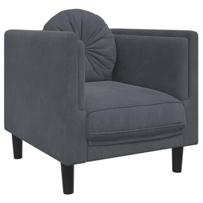 Dark Grey Velvet Sofa Chair with Padded Armrests, Modern Single Seating Plush Armchair, Solid Wood Frame, Removable Cushion Cover for Easy Cleaning - color: Dark Gray, size: 1 & Sofa