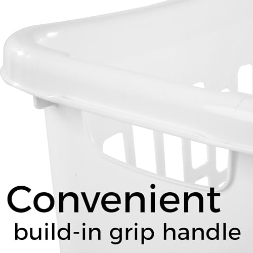 60L Plastic Laundry Hamper, White, Slim Tall Rectangular, Ventilated Clothes Basket with Handles, for Narrow Spaces, Bathroom, Dorm, and Apartments
